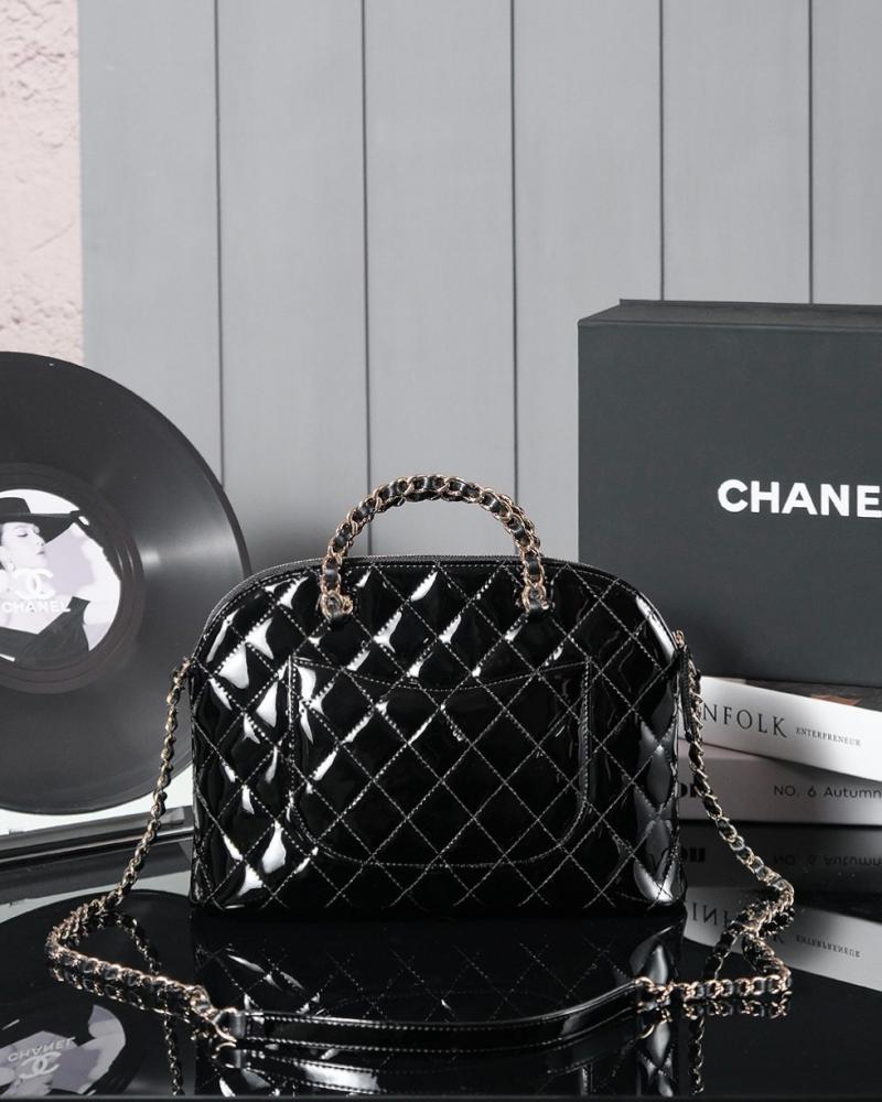 Chanel Patent Leather Small Tote Black AS3969