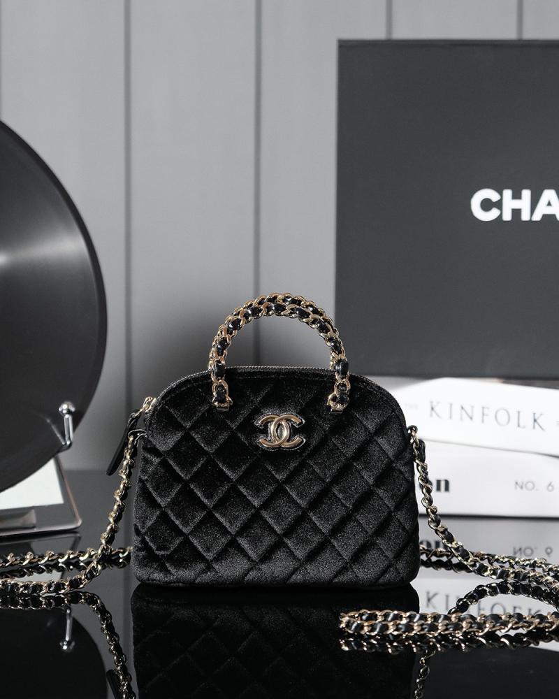 Chanel Velvet Small Tote Black AS5130