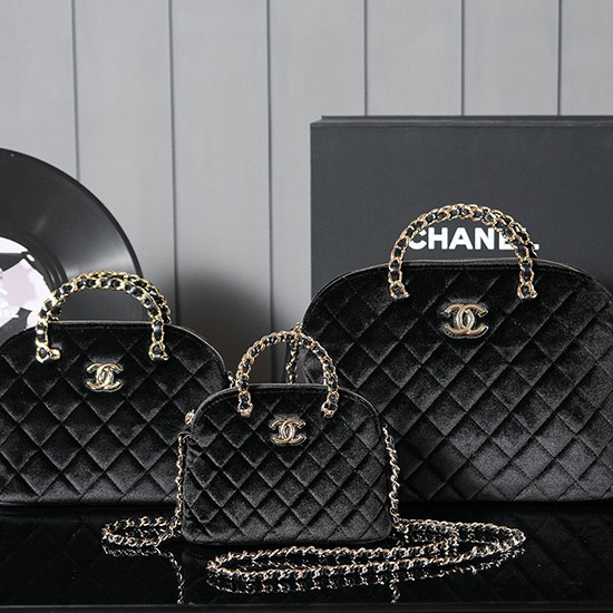 Chanel Velvet Small Tote Black AS5130