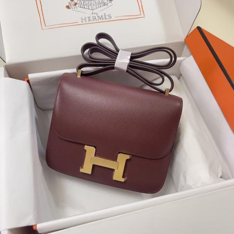 Hermes Epsom Leather Constance Bag HCE1923 Burgundy