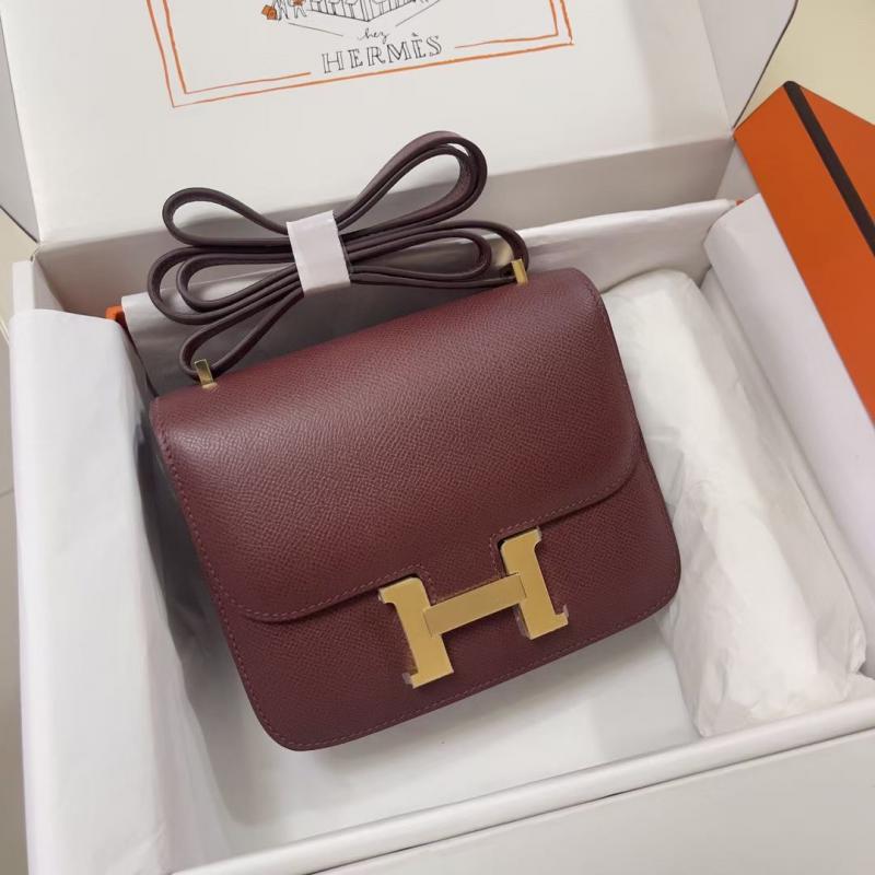 Hermes Epsom Leather Constance Bag HCE1923 Burgundy