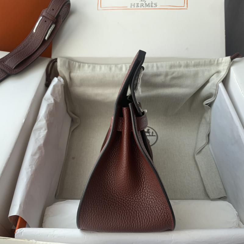 Hermes Taurillon Clemence Jypsiere 28 HJ28 Burgundy