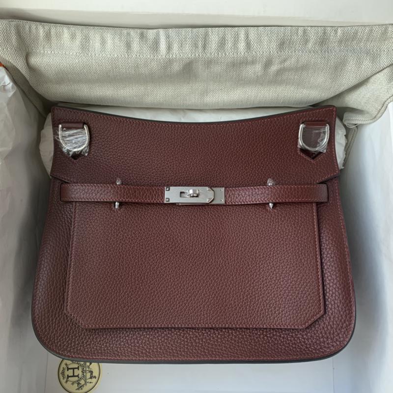 Hermes Taurillon Clemence Jypsiere 28 HJ28 Burgundy