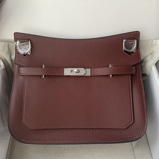 Hermes Taurillon Clemence Jypsiere 28 HJ28 Burgundy