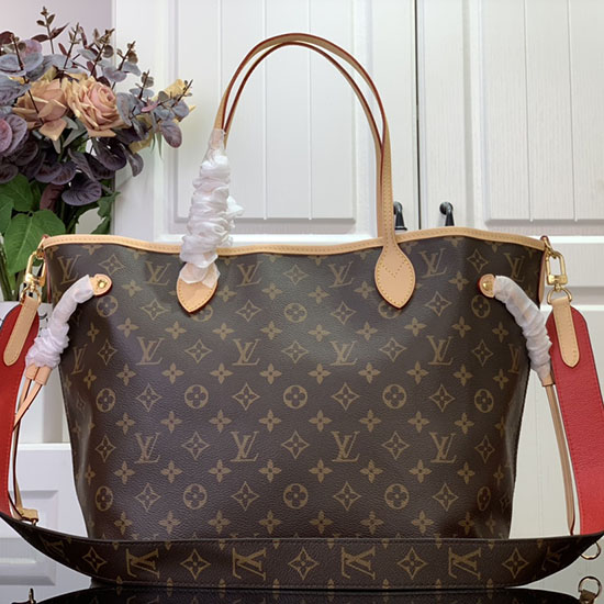 Louis Vuitton Neverfull MM with Strap M12096 Red