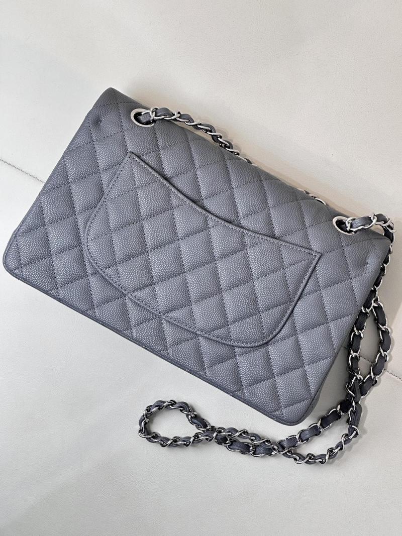 Medium Chanel Grained Calfskin Flap Bag A01112 Grey