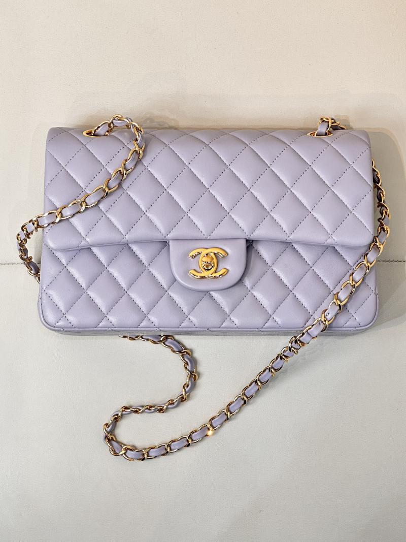 Medium Chanel Grained Calfskin Flap Bag A01112 Light Purple