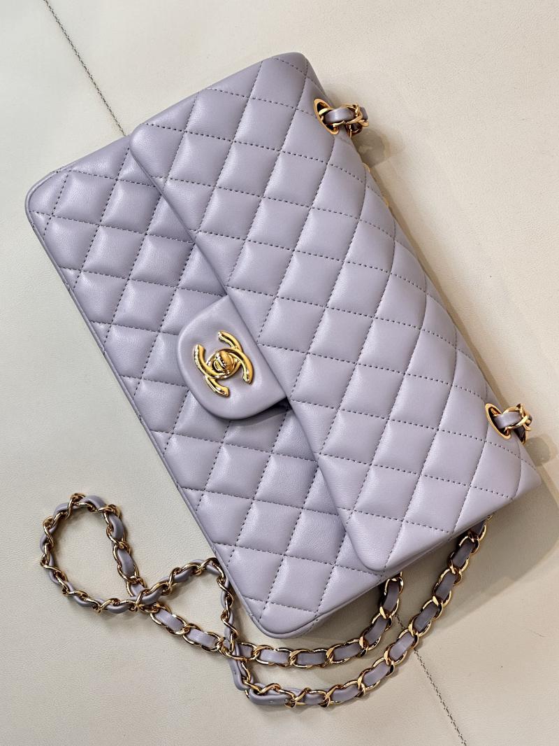 Medium Chanel Grained Calfskin Flap Bag A01112 Light Purple