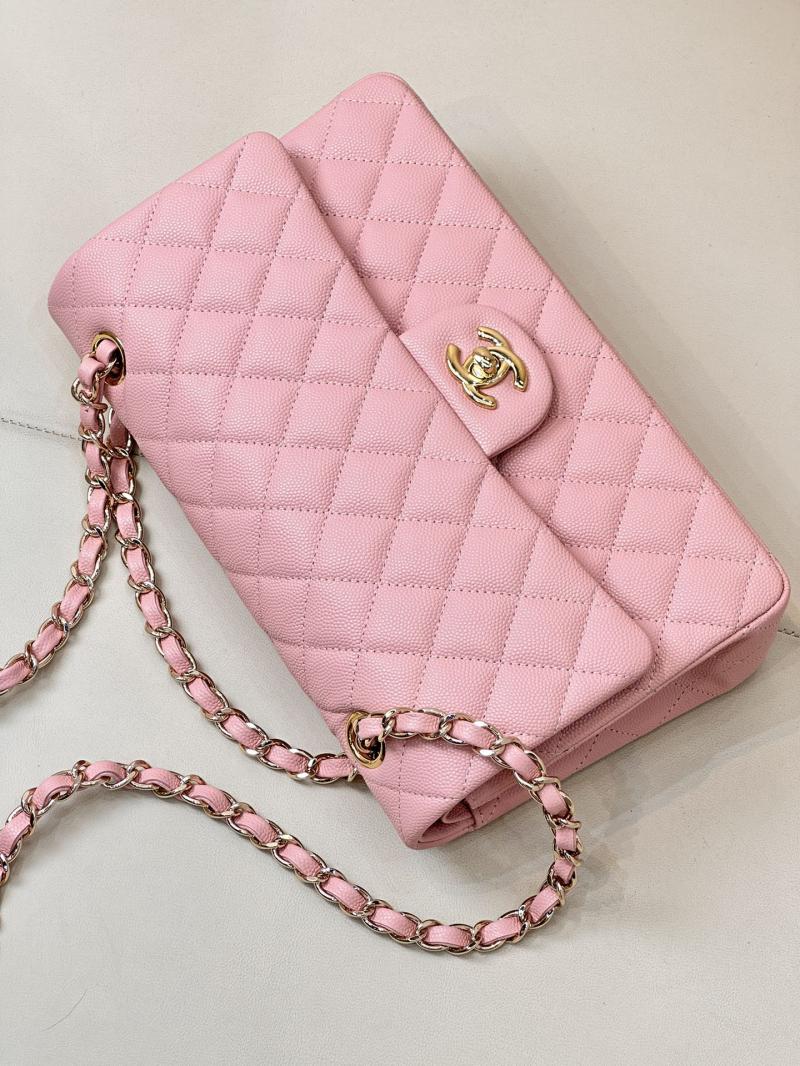 Medium Chanel Grained Calfskin Flap Bag A01112 Pink