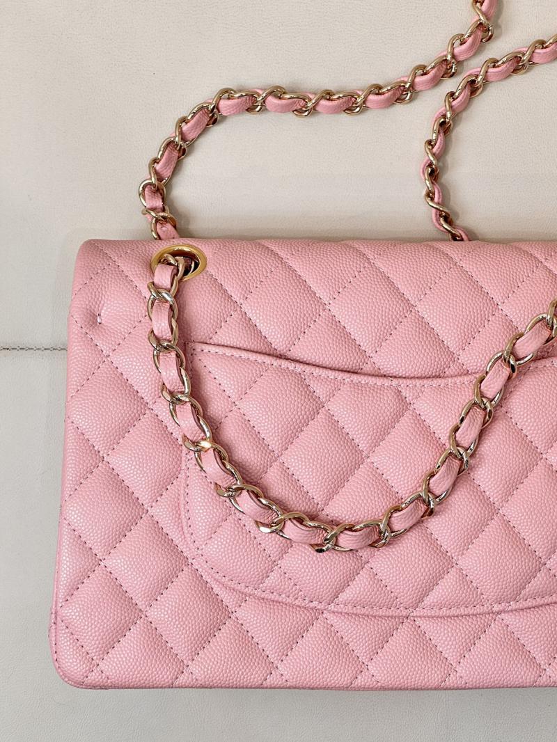 Medium Chanel Grained Calfskin Flap Bag A01112 Pink