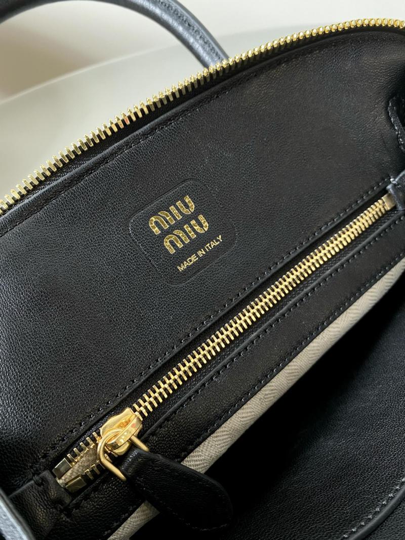 Miu Miu Aventure nappa leather top-handle bag 5BB169 Black