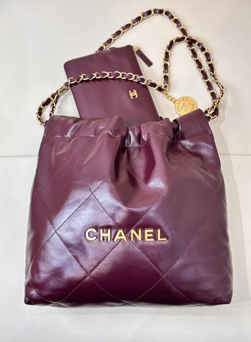 Small Chanel 22 Handbag AS3260 Burgundy