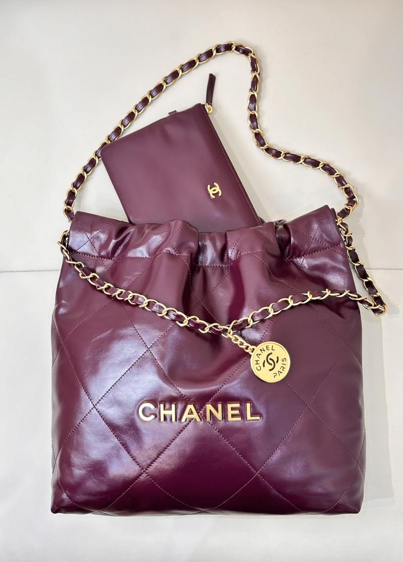 Small Chanel 22 Handbag AS3260 Burgundy