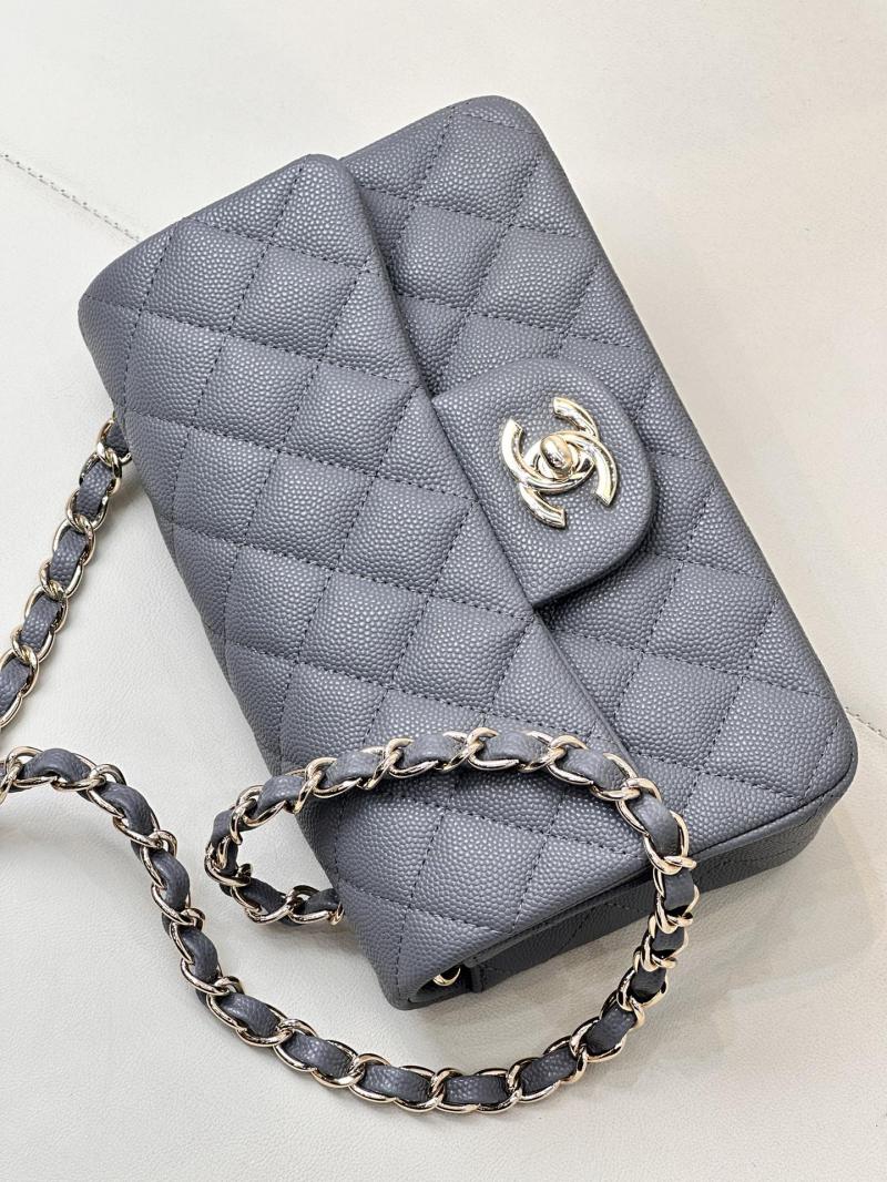 Small Chanel Grained Calfskin Flap Bag A01116 Grey