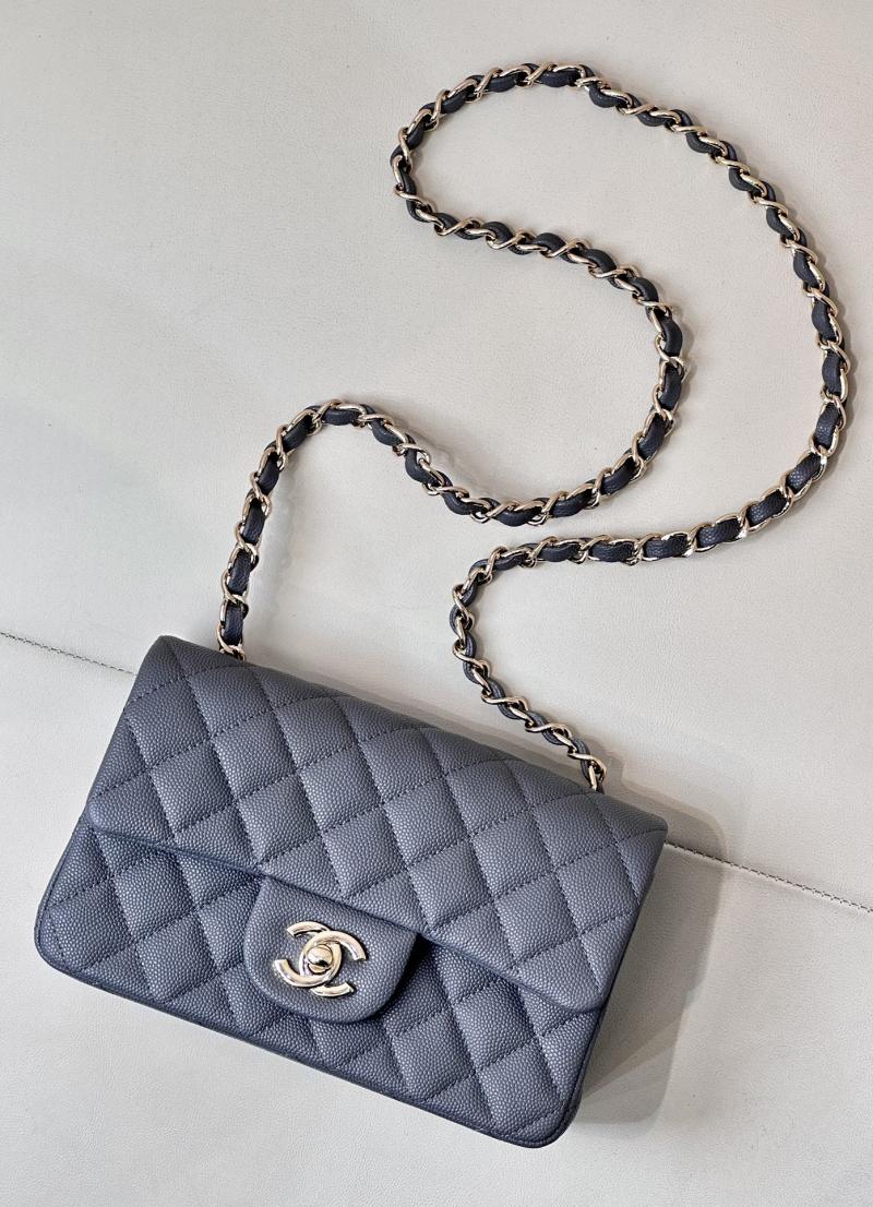 Small Chanel Grained Calfskin Flap Bag A01116 Grey