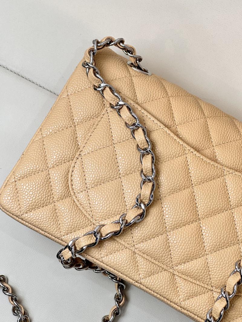 Small Chanel Grained Calfskin Flap Bag A01117 Beige