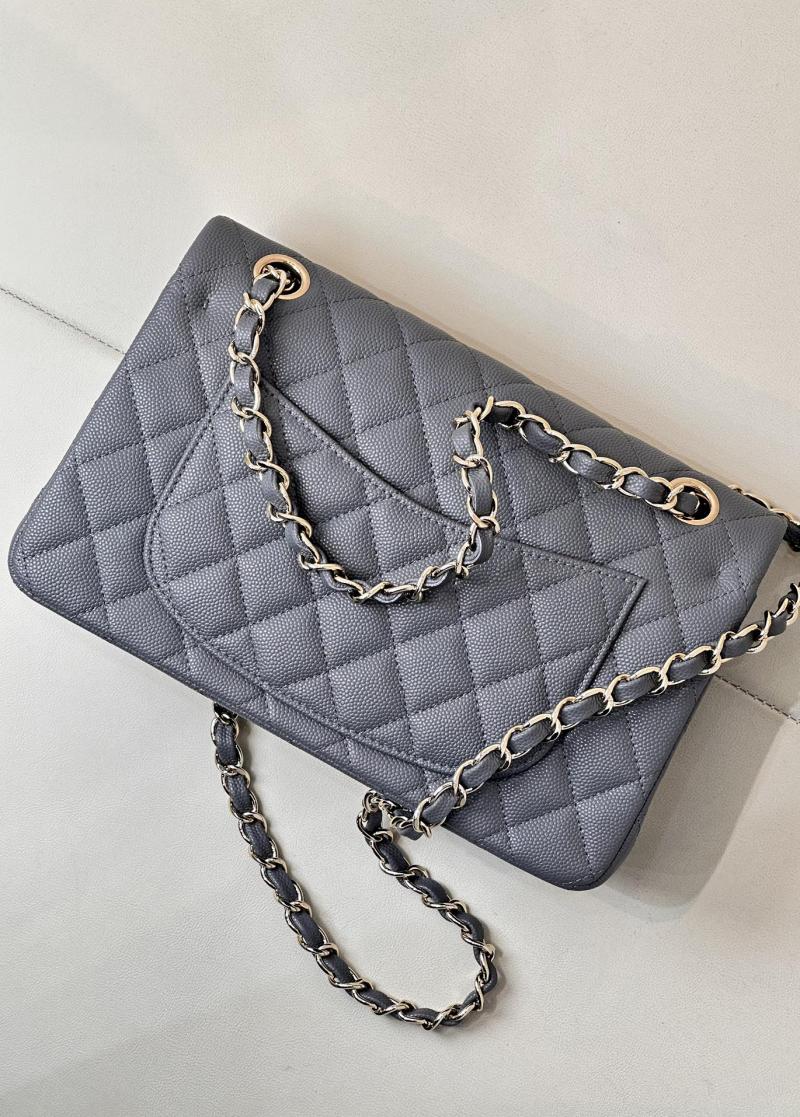 Small Chanel Grained Calfskin Flap Bag A01117 Grey