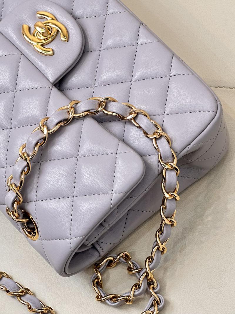 Small Chanel Grained Calfskin Flap Bag A01117 Light Purple