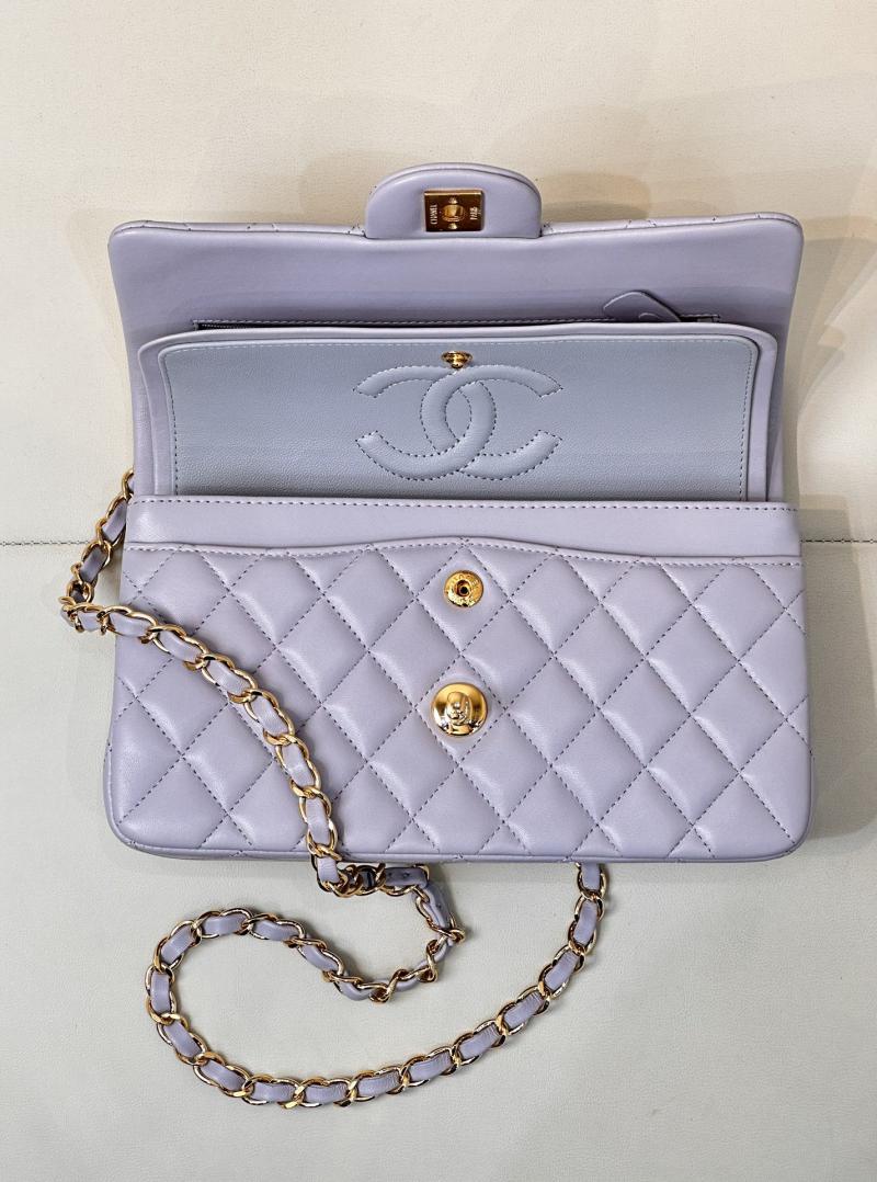 Small Chanel Grained Calfskin Flap Bag A01117 Light Purple