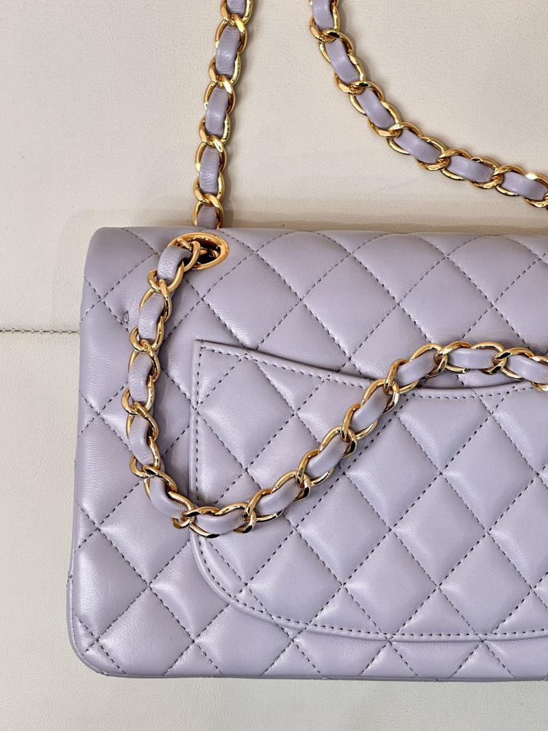 Small Chanel Grained Calfskin Flap Bag A01117 Light Purple