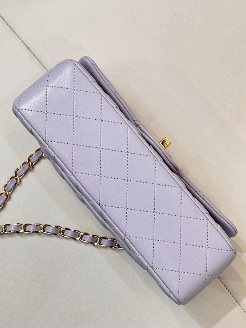 Small Chanel Grained Calfskin Flap Bag A01117 Light Purple