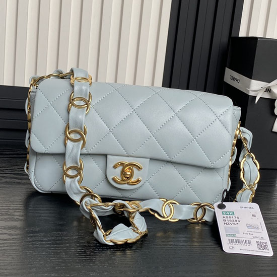 Small Chanel Lambskin Flap Bag AS5167 Light Blue