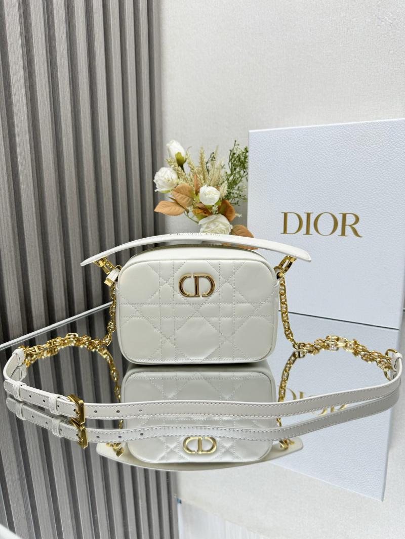 Small Dior Caro Top Handle Camera Bag M3352 White