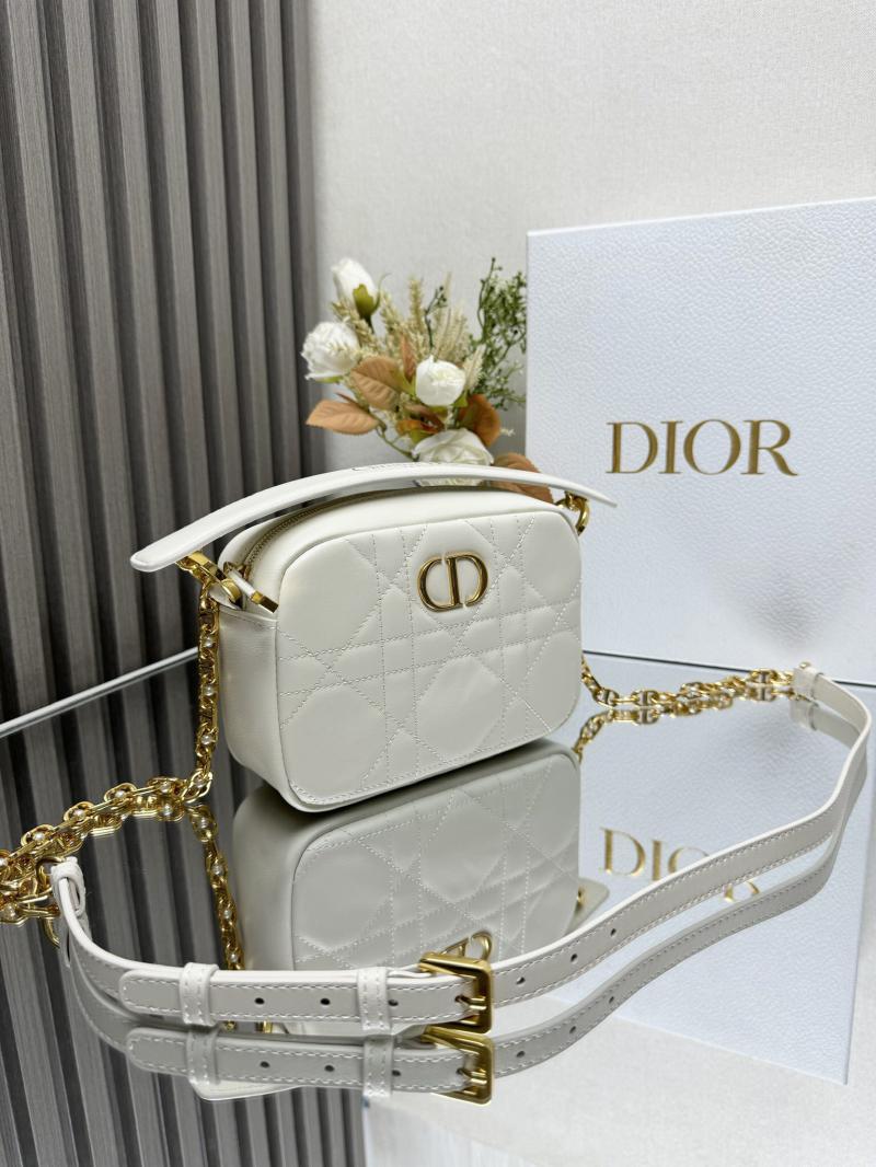 Small Dior Caro Top Handle Camera Bag M3352 White