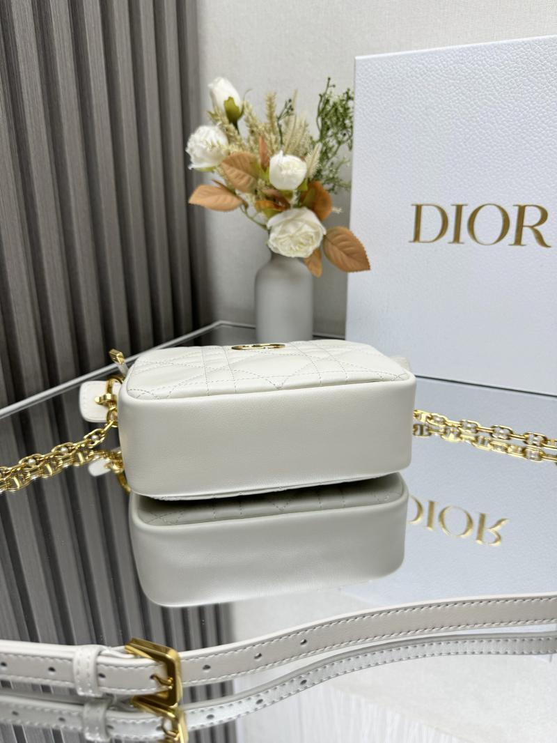 Small Dior Caro Top Handle Camera Bag M3352 White