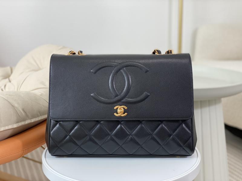 Vintage Chanel Calfskin Flap Bag Black A2215