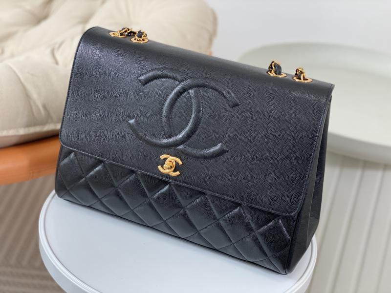 Vintage Chanel Calfskin Flap Bag Black A2215