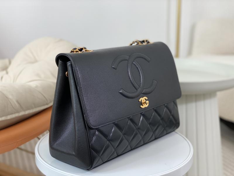 Vintage Chanel Calfskin Flap Bag Black A2215