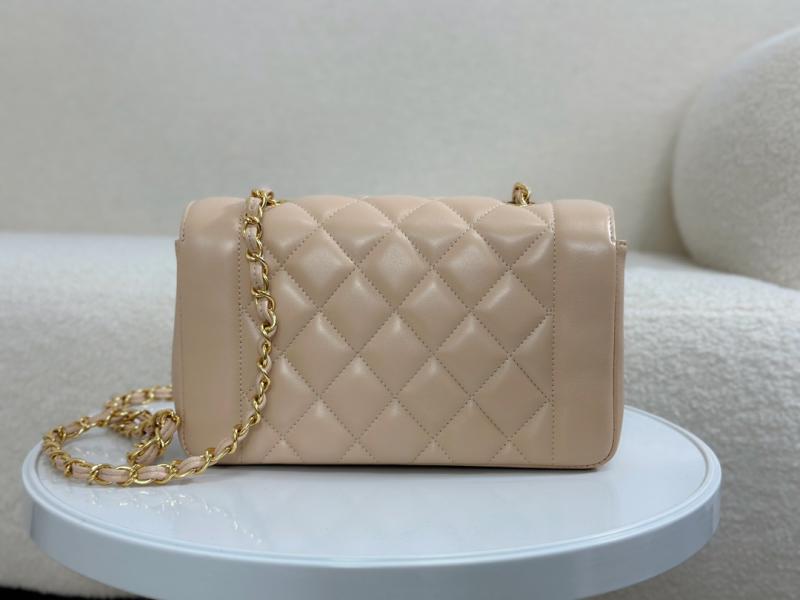 Vintage Chanel Lambskin Flap Bag Beige A2221