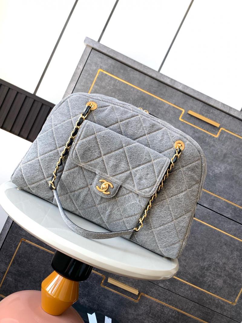 Chanel Denim Maxi Bowling Bag AS4812