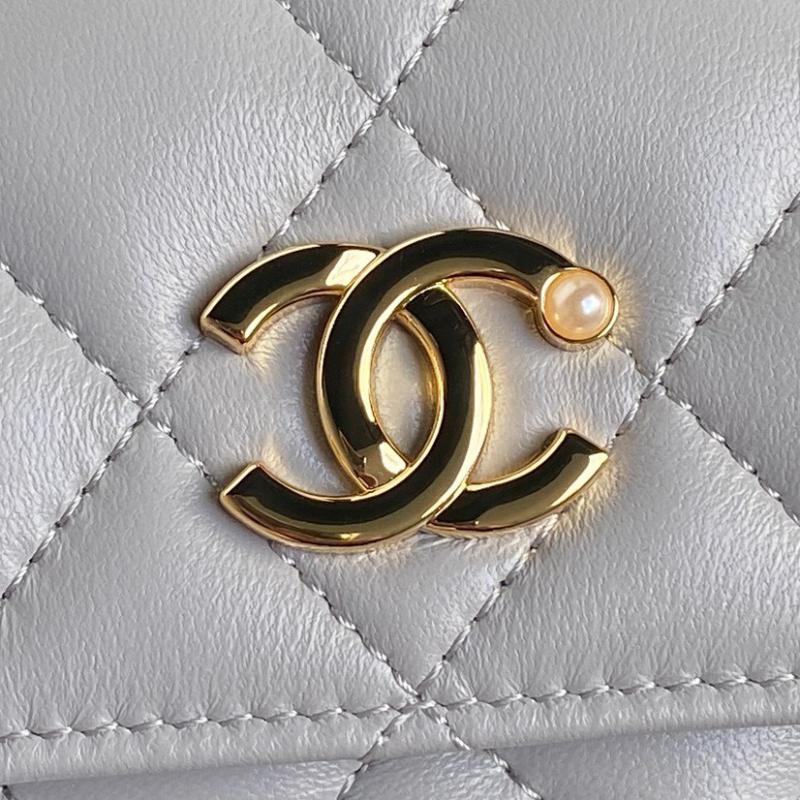 Chanel Flap Phone Holder With Chain AP4284 Grey