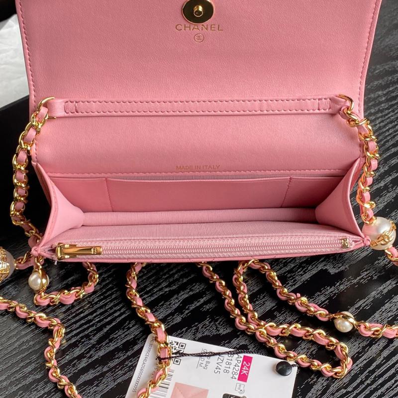 Chanel Flap Phone Holder With Chain AP4284 Pink