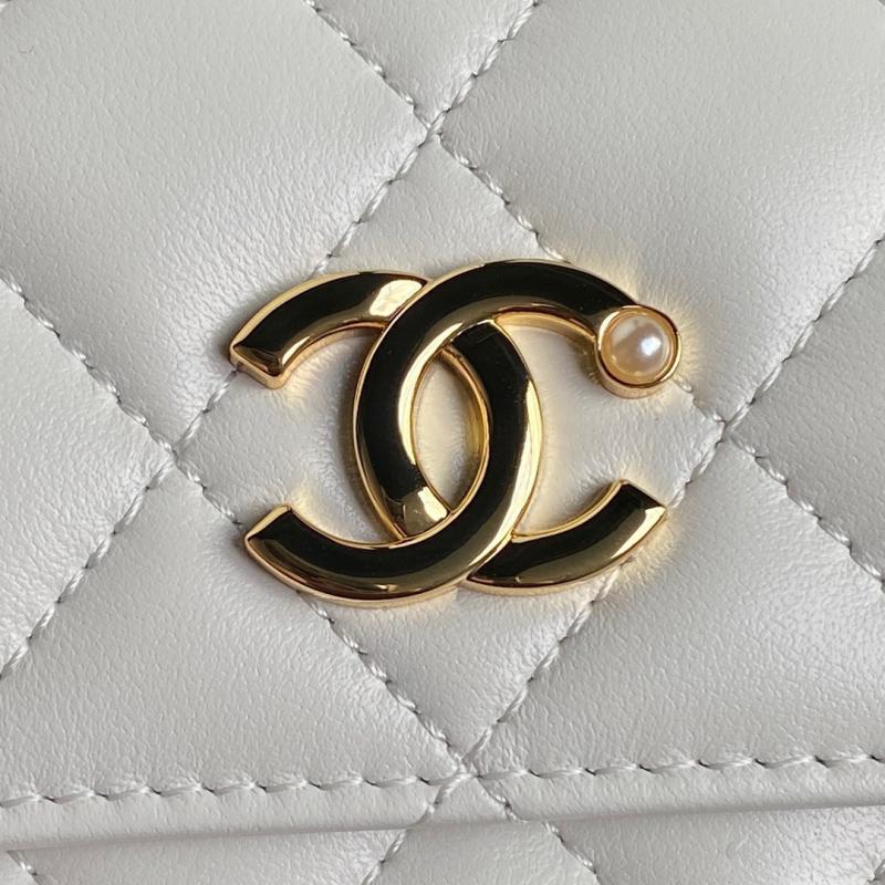 Chanel Flap Phone Holder With Chain AP4284 White