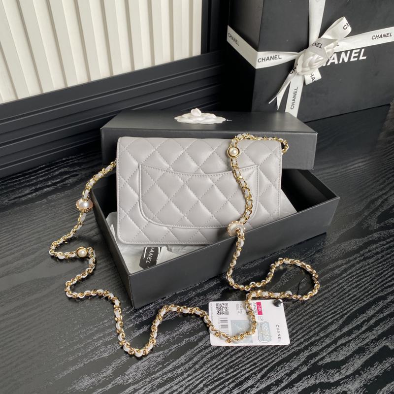 Chanel Lambskin WOC Chain Wallet AP4282 Grey