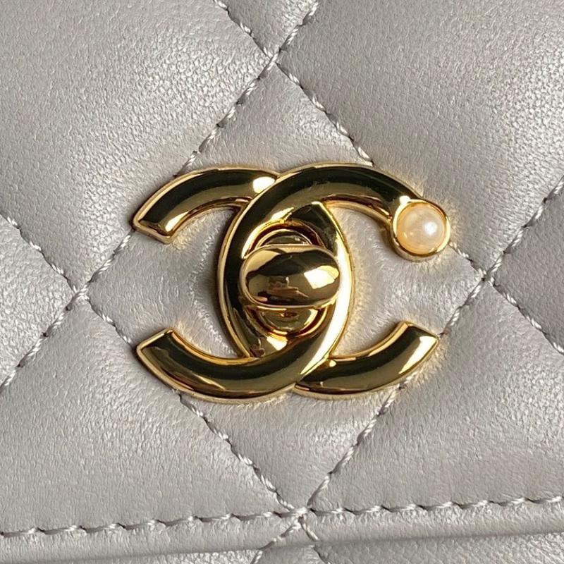 Chanel Lambskin WOC Chain Wallet AP4282 Grey