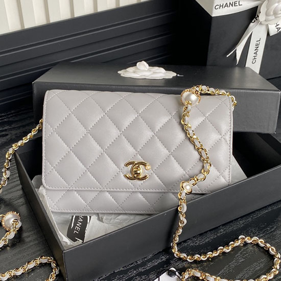 Chanel Lambskin WOC Chain Wallet AP4282 Grey