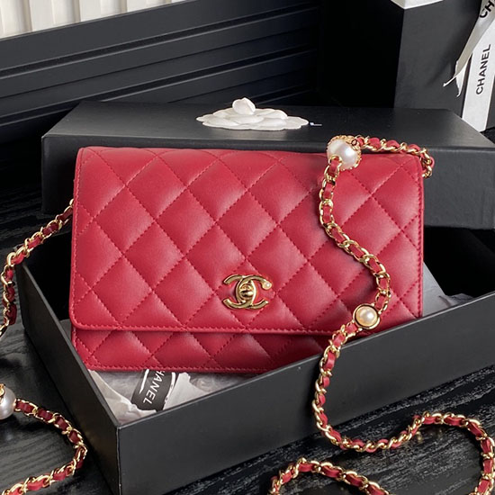 Chanel Lambskin WOC Chain Wallet AP4282 Red