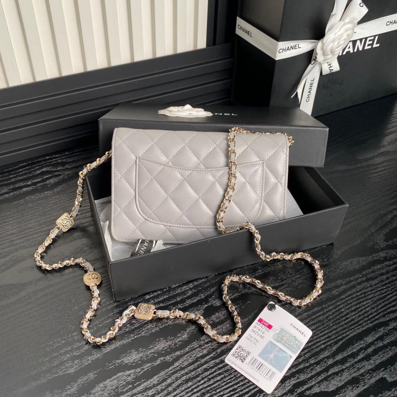 Chanel Lambskin WOC Chain Wallet AP4299 Grey