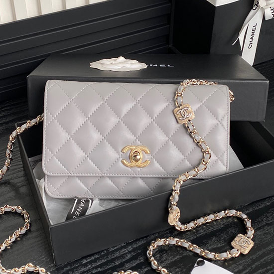 Chanel Lambskin WOC Chain Wallet AP4299 Grey