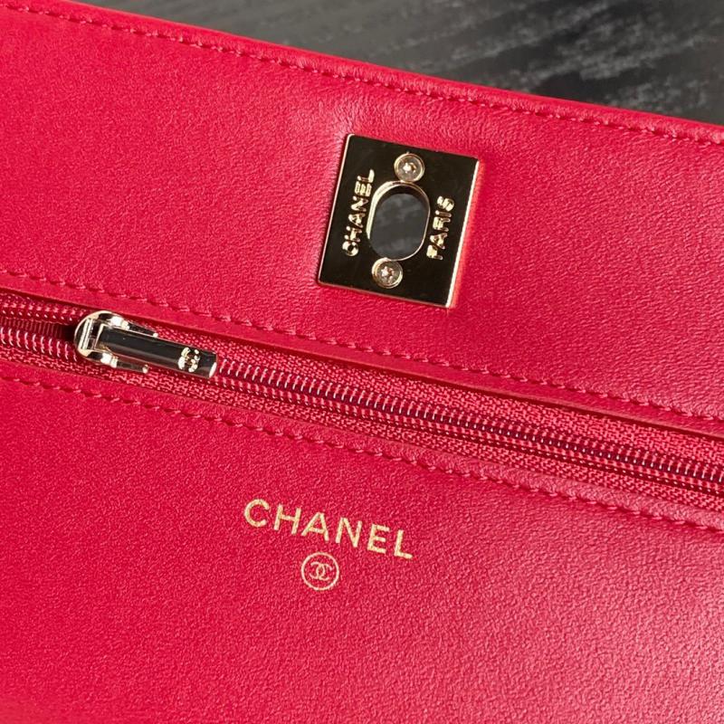 Chanel Lambskin WOC Chain Wallet AP4299 Red