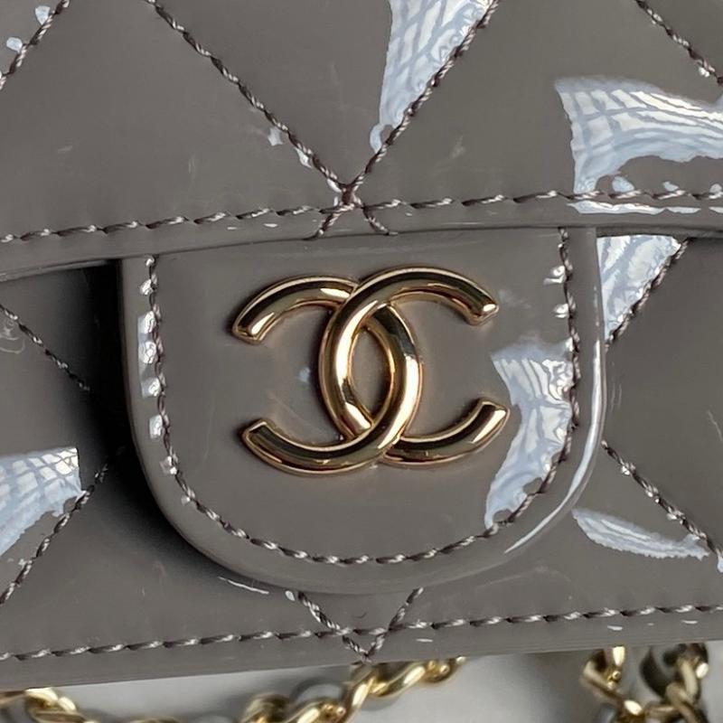 Chanel Patent Leather Mini Flap Bag AP3226 Grey