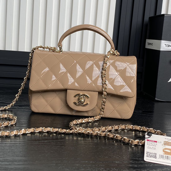 Chanel Patent Leather Mini Flap Bag AS2431 Beige