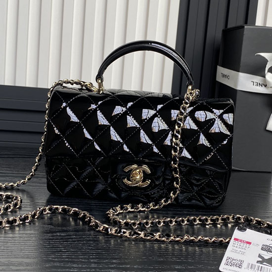 Chanel Patent Leather Mini Flap Bag AS2431 Black