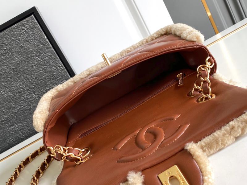 Chanel Shearling Lambskin Flap Bag AS5149 Beige