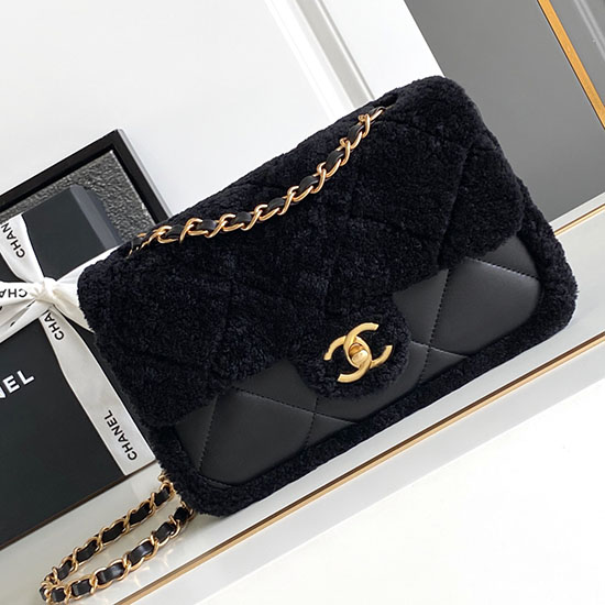 Chanel Shearling Lambskin Flap Bag AS5149 Black