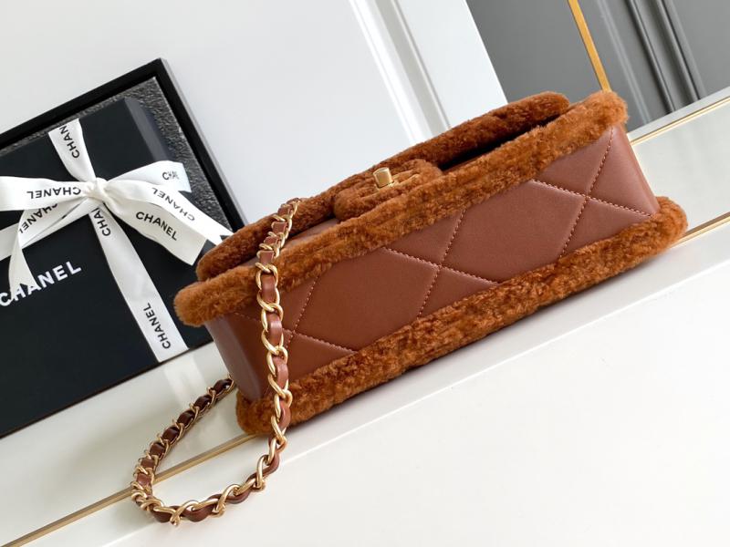 Chanel Shearling Lambskin Flap Bag AS5149 Brown